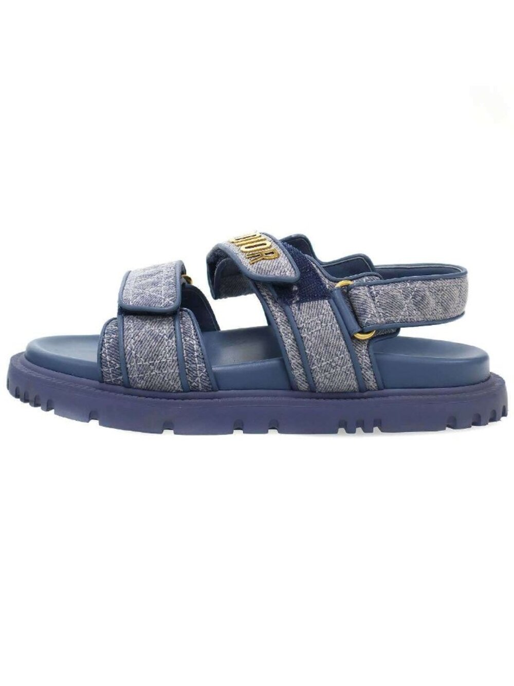 Dior Christian Act Cannage Denim Strap Sandals Blue 36.5 - Picture 2 of 8